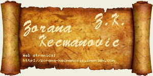 Zorana Kecmanović vizit kartica